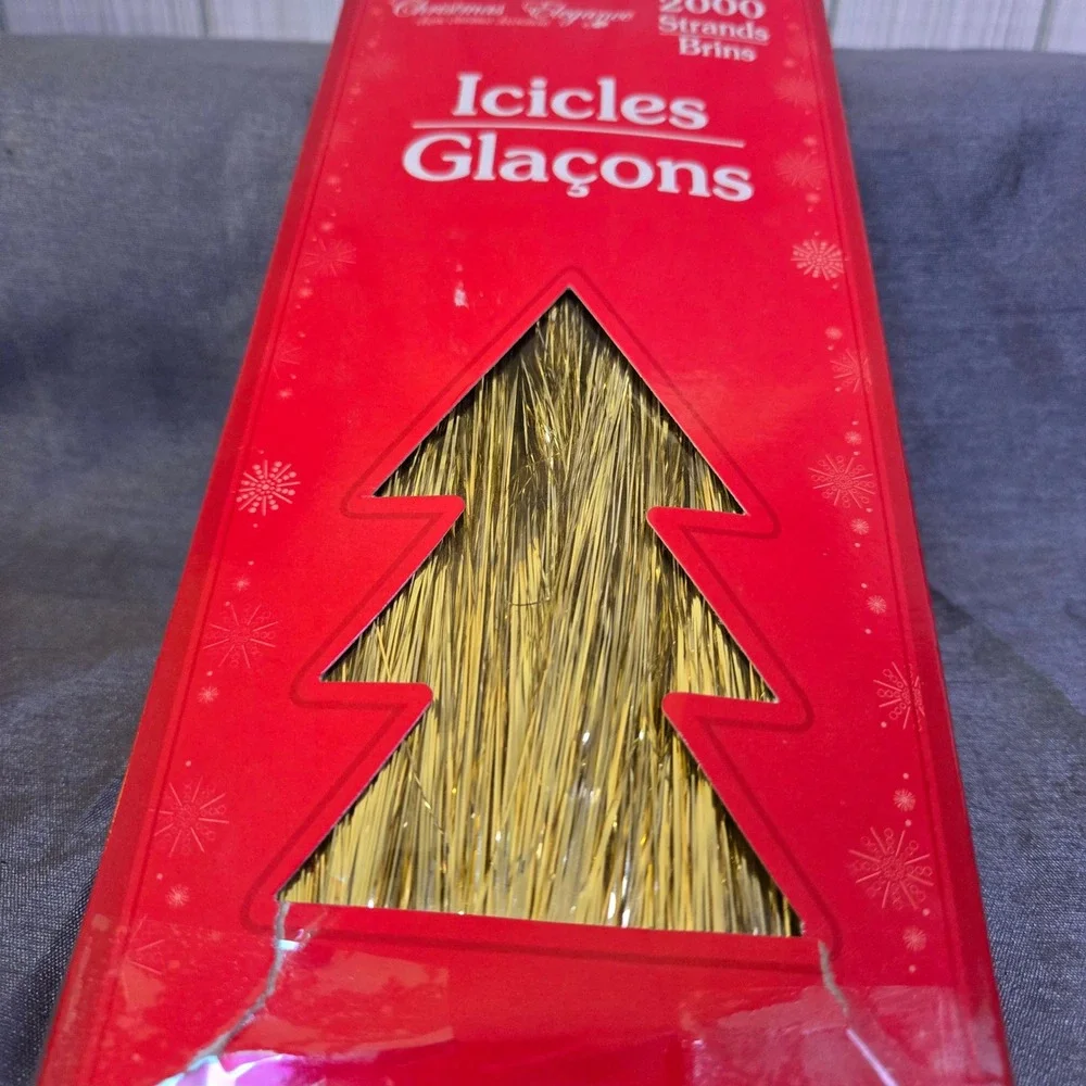 Vtg Christmas‎ Elegance 2000 Strands Gold Icicles Glacons Indoor Decoration New